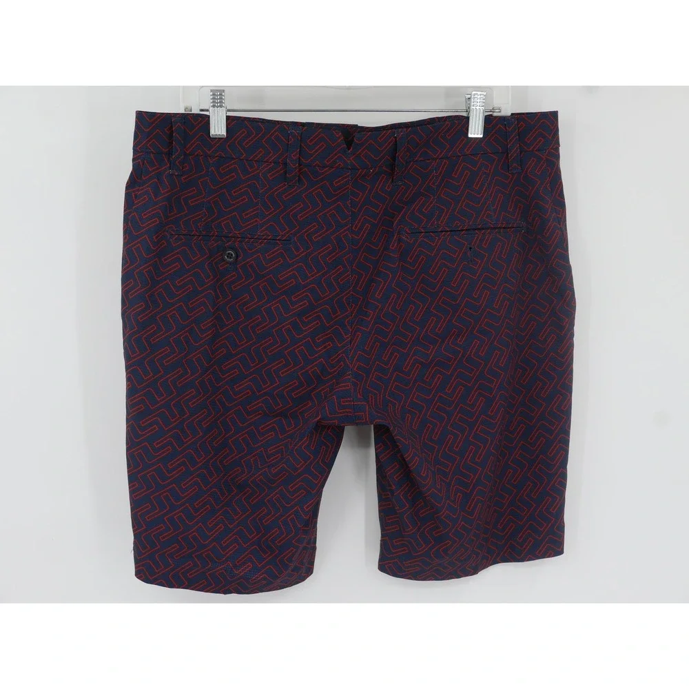 J.Lindeberg Tim Golf Shorts Blue Red Geo Print Performance 10 Inseam Men's 34